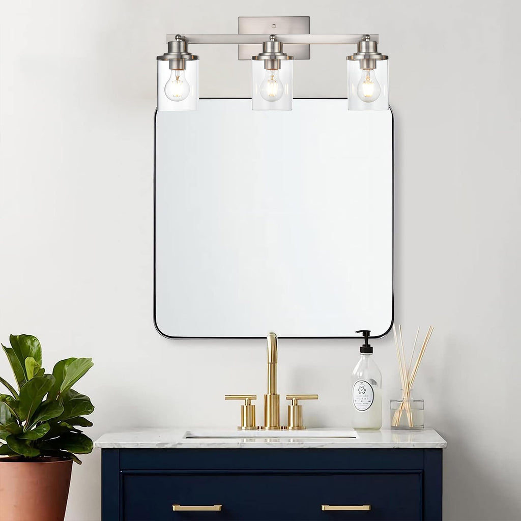 Track Lighting Fixtures 3 Light Directional Ceiling Lights with Adjustable Track Heads, Brushed Nickel Bathroom