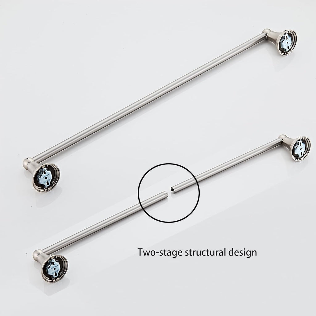 4-Piece Towel Bar Set, 24 Inch Towel Racks Wall Mounted in Brushed Nickel, SUS304 Stainless Steel Complete Bathroom