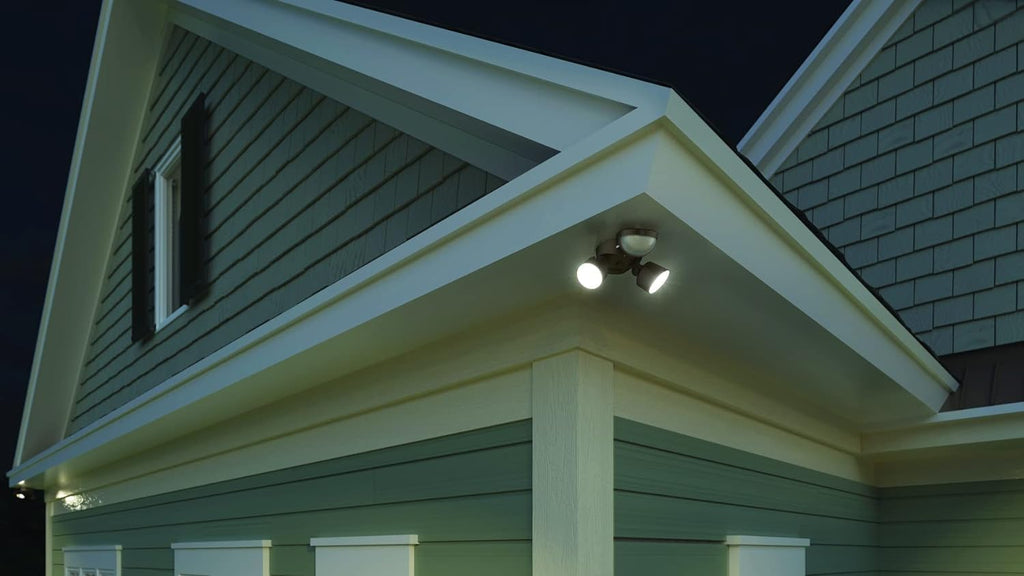 HomeGuard 2-Light LED Outdoor Flood Lights, Motion Sensor | Dark Bronze Motion Sensor Outdoor Lights with Dusk to