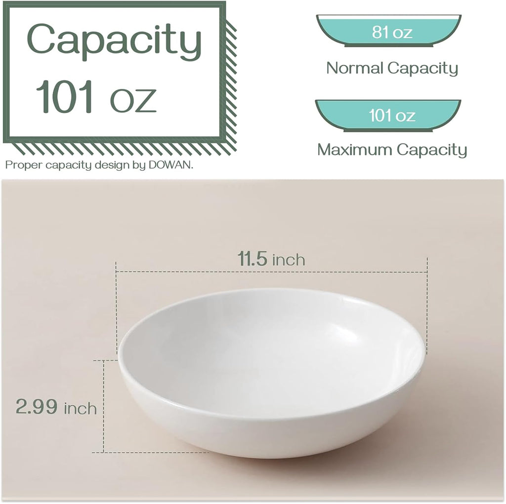 11.5" Large Serving Bowls, 3.2 Qt White Serving Platter, Big Ceramic Centerpiece Bowls, Microwave & Dishwasher Safe