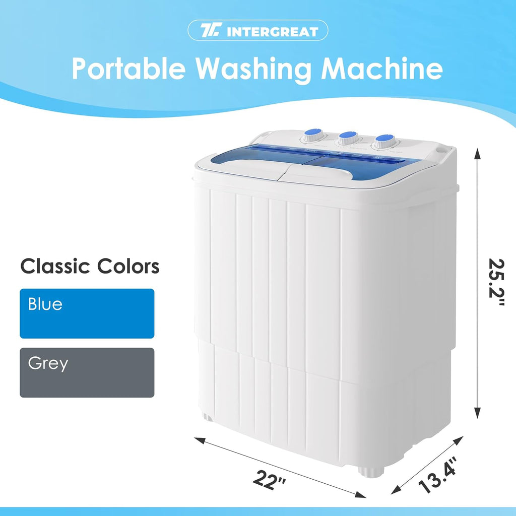 Portable Washer and Dryer, 16 lbs Mini Small Washing Machine Combo with Spin Dryer, Compact Twin Tub Laundry Washer