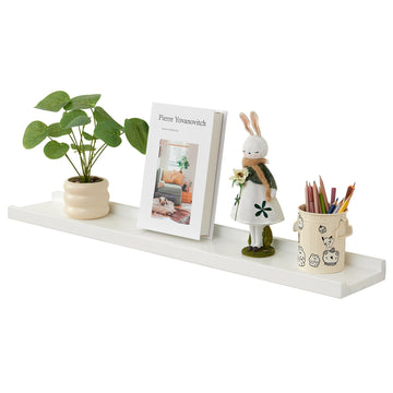 Oak Floating Shelves White for Wall 36 Inch (Upgrade Width 6"), Natural Wood Wall Shelves Display Picture Ledge Shelf