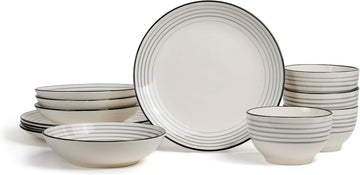 Zeke 12-Piece Dinnerware Set Earthenware, Plates and Bowls Set, Dishwasher and Microwave Safe Dishes, Dish Set for 4