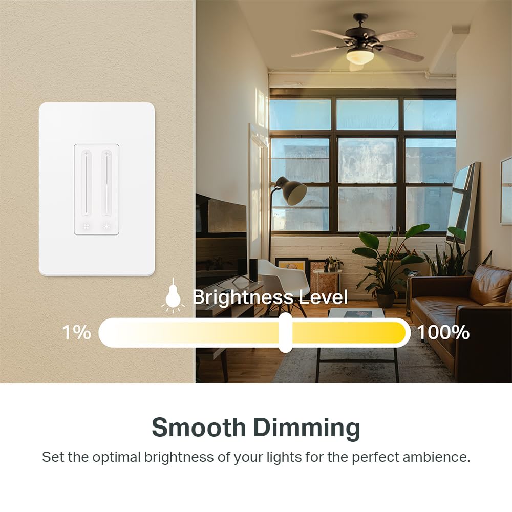 Ceiling Fan Control & Dimmer Switch | Adjustable 4-Speed Fan & Brightness Control | Works w/Apple HomeKit