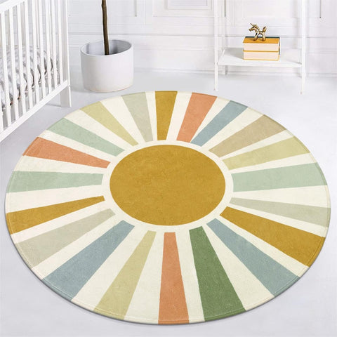 Boho Washable Rug 5 Ft Round Area Rug