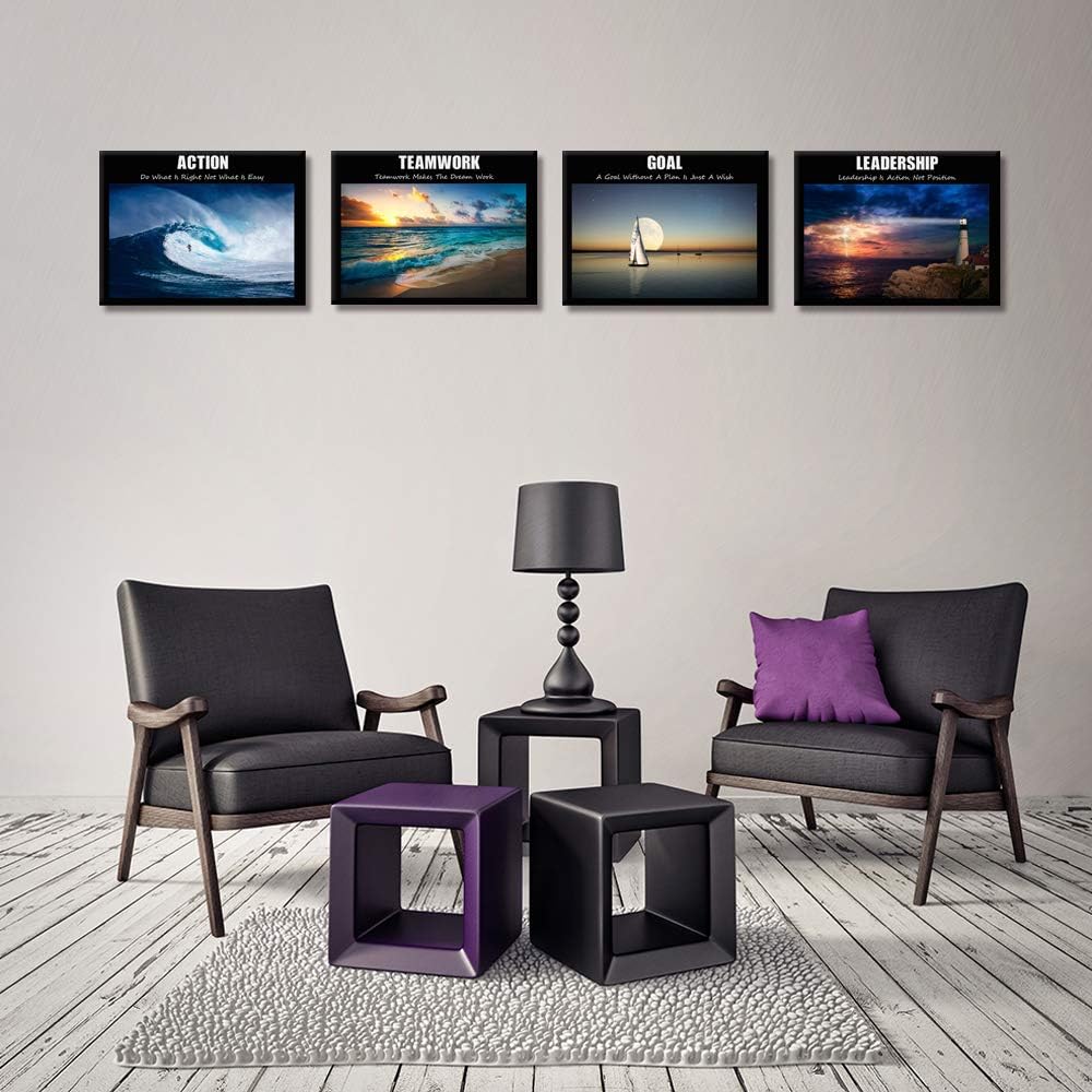 Large Motivation Teamwork Leadership Action Goal Inspirational Quotes Canvas Wall Art Ocean Waves Sea Seascape