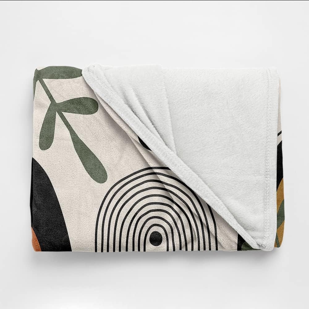 Abstract Modern Throw Blanket Boho Minimalist Mid Century Sun Aesthetic Soft Warm Bed Bedding Women Blankets