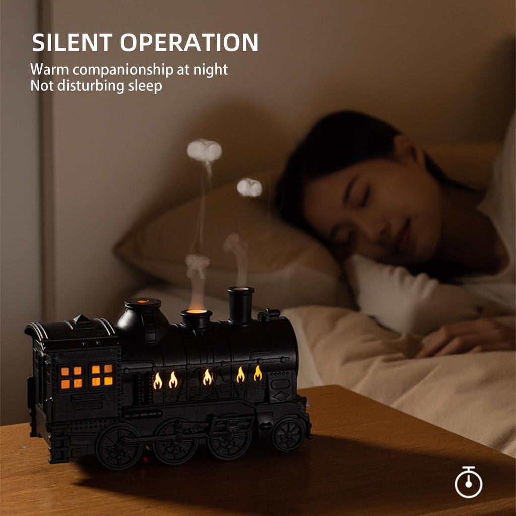 Vintage Steam Train Aromatherapy Essential Oil Diffuser RC Humidifier with 2-Color LED Light/2 Mist