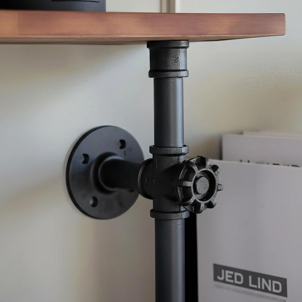 Industrial Rustic Modern Solid Wood Ladder Pipe Wall Mounted Floating Shelves - 4 Tiers Bookshelf,DIY Storage