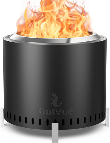 19.5 inch Stainless Steel Smokeless Fire Pit, Outdoor Smokeless Firepit with Tote Bag&Fire Poker