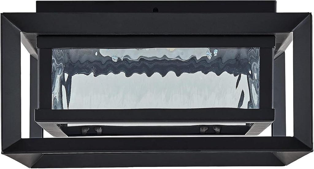 Hartbrook Outdoor Ceiling Light Fixture, Matte Black Flush Mount LED Light with Clear Glass for Porch, Patio & Entryway