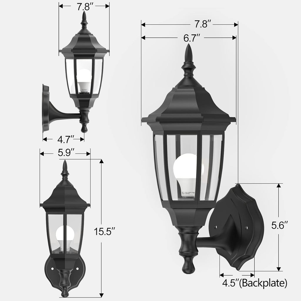 Outdoor Porch Light，Exterior Waterproof Wall Light Fixtures, Special Handling Anti-Corrosion Plastic Material
