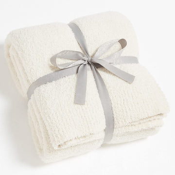 Super Soft Knit Throw Blanket Cream White-Lightweight Plush Fuzzy Fluffy Warm Cozy Blankets and Throws for
