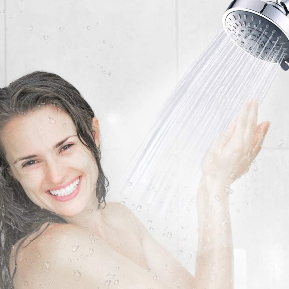 Shower Head High Pressure Rain Fixed Showerhead 5-Setting with Adjustable Metal Swivel Ball Joint