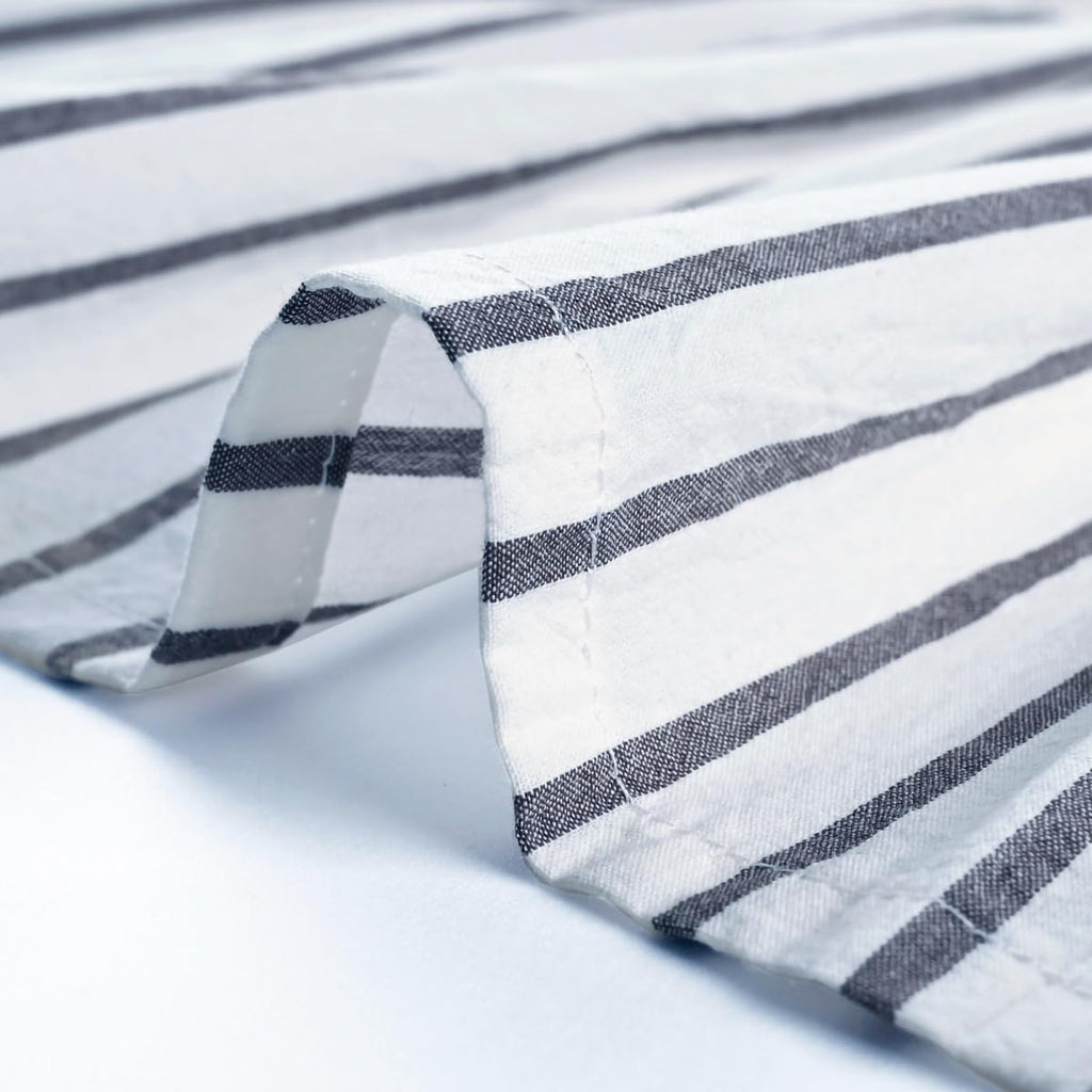 Ides Farmhouse Navy Blue Button Valance, Striped Pleated Design with Coconut Buttons, Window Treatment Living Room