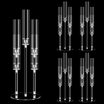 4 Set 5 Arm Acrylic Candelabra Centerpiece, Mjkeomo 27'' Tall Clear Candle Holder for Table, Wedding, Christmas