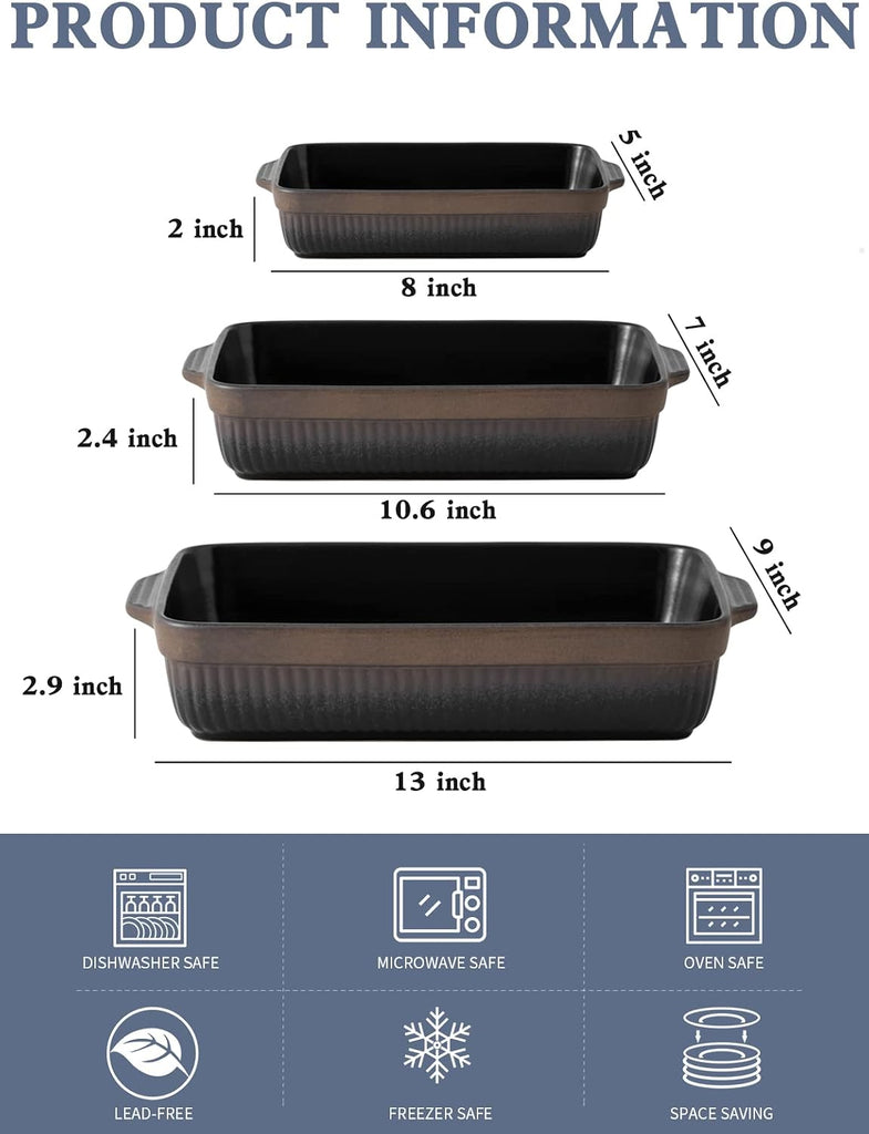 Ceramic Dishes, Rectangular Lasagna Pans, Casserole Dishes, Bakeware Set for Cooking, Kitchen, Cake Dinner, 9 x 13