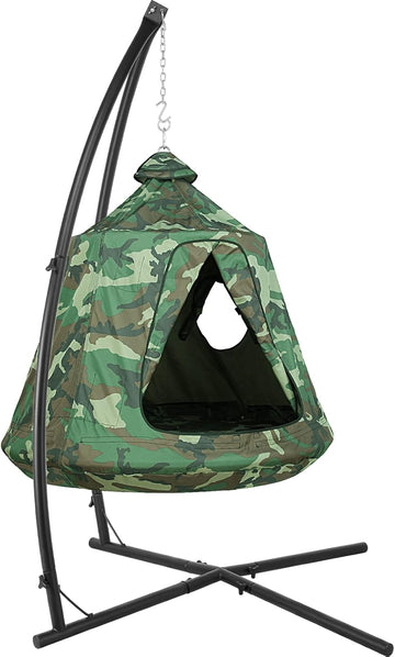 X-Shaped Hanging Tree Tent W/Swing Chair,Hammock Chair W/Stand | Canopy w/Steel Frame,Indoor Outdoor Egg Basket Patio