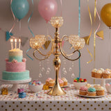 5 Arms Gold Candelabra Centerpiece 26 Inches Tall Chandelier Crystal Beaded Candle Holders for Table Centerpiece