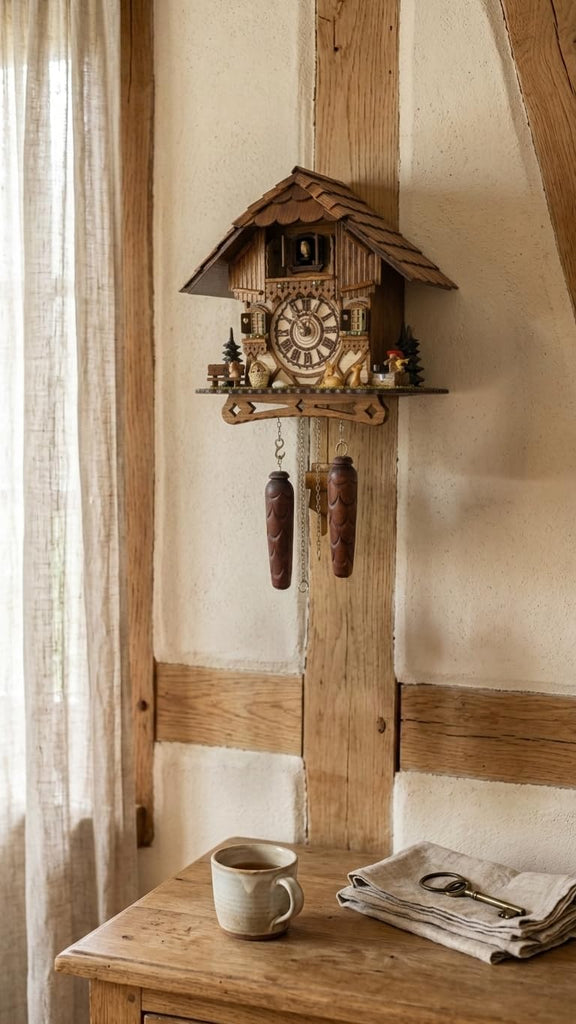 Cuckoo Palace German Cuckoo Clock – Black Forest Hillside Chalet with Animal Figures – Quartz Movement with Music – Night Silence Sensor...