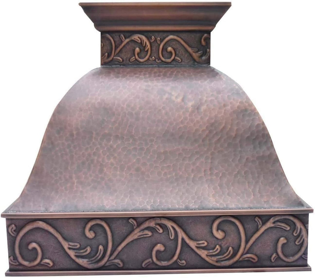 36 Inch Copper Range Hood Insert 4 Speed LED Lights, Baffle Filters
