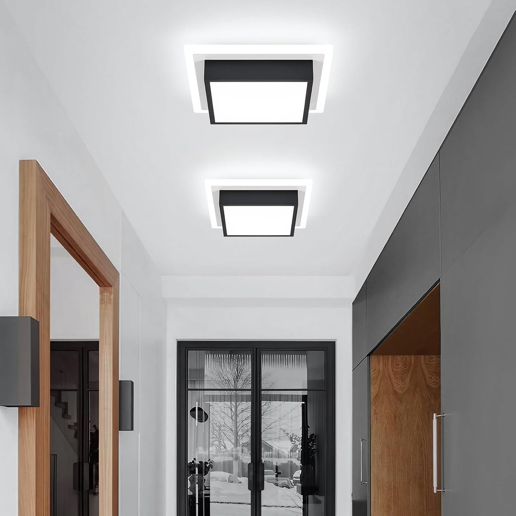 Modern LED Ceiling Light, Kitchen Ceiling Light, 6000K Cold White Flush Mount Ceiling Lamp, Square Hallway Lighting