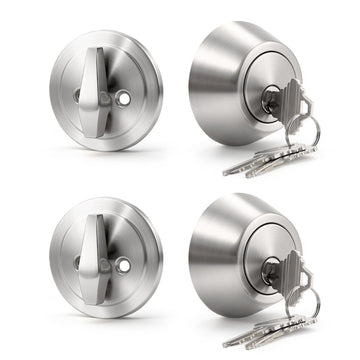 2 Pack Satin Nickel Single Cylinder Deadbolt Lock Set, Keyed One Side Door Lock for Exterior and Interior Door, All