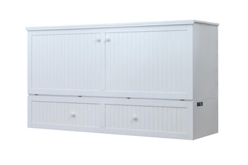 Murphybedz Tuscany Murphy Cabinet Chest Bed with Charging Station 6 Inch (White, King)