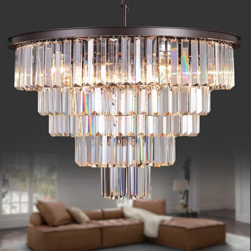 Inspired Odeon Style Oil Rubbed Bronze Crystal 5-Tier Modern Chandelier