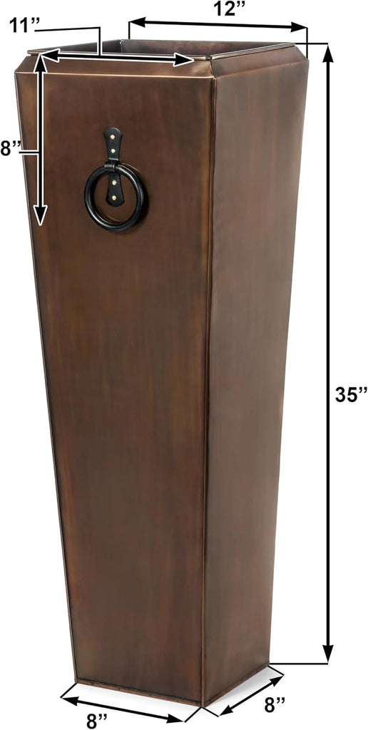 Tall Outdoor Planters Copper Large Flower Pots Indoor Balcony Garden Deck Front Porch Entryway Antique Copper Single