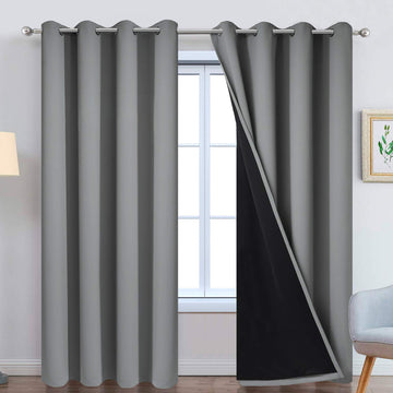 Grey 100% Blackout Curtain Panels 84 inches, 52" wide, 2 Panels