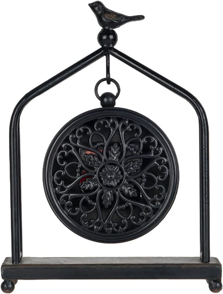 DESIGN 7.5'' x 10'' Mantel Clock Iron Tower Frame, Creative Bird Ornament Tabletop Clock