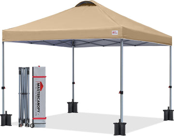 8x8 Pop Up Canopy Tent, 1 Person Setup Instant Shelter,Outdoor Portable Beach Canopy with Roller Bag, 4 Sandbags