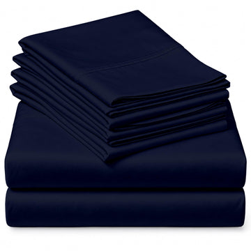 100% Egyptian Cotton California King Sheet Set, 6 Piece Hotel Luxury Bedding, 21 Inch Extra Deep Pocket Fitted Sheet