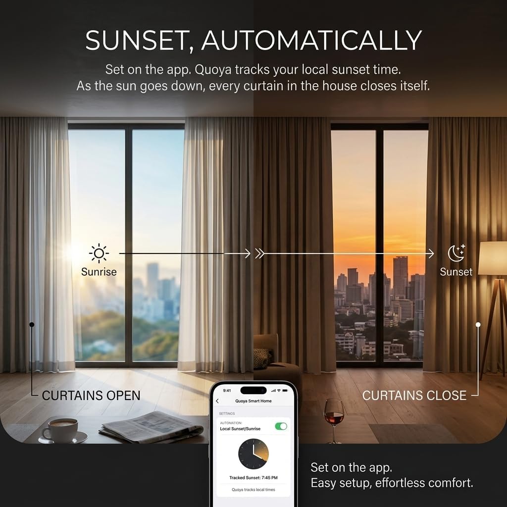 Smart Electric Curtain Track, Motorized motor, Adjustable track length, compatible with Alexa, google, Siri, Apple Watch