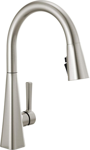 Lenta Brushed Nickel Kitchen Faucet with Pull Down Sprayer, Modern Single Hole Kitchen Sink Faucet, Single Handle
