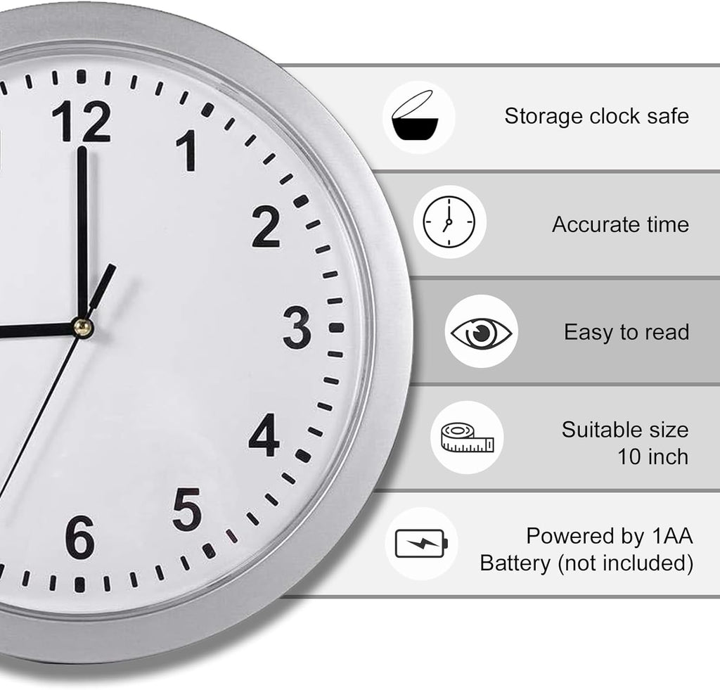 Wall Clock with Hidden Safe, 10 inch Plastic Secret Safe Wall Clock for Living Room Decor, Vintage Decor Clock Diversion Safe with...