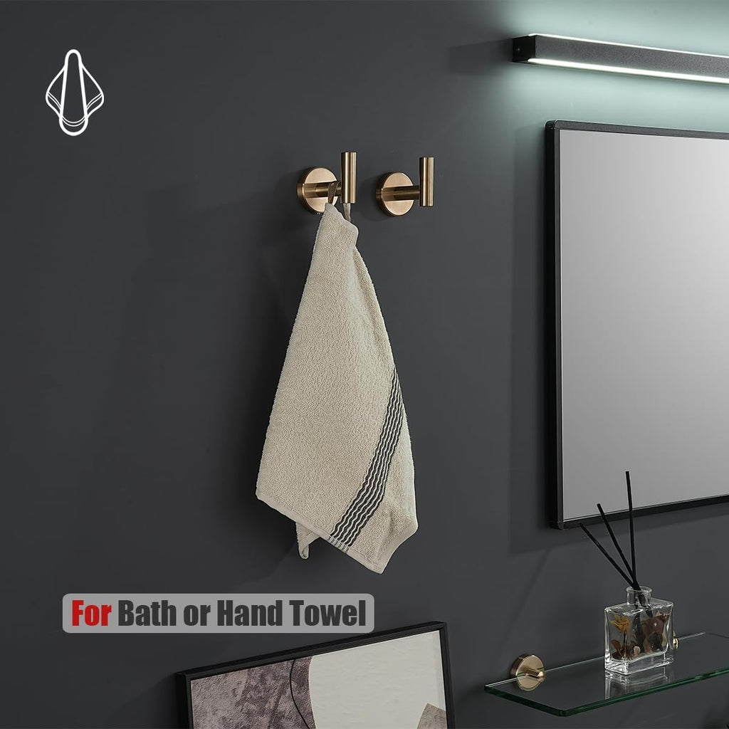Bathroom Hardware Set Champagne Bronze, 5-Piece Bath Accessories Set Wall Mount Includes 24 in Towel Bar, 7 in Towel