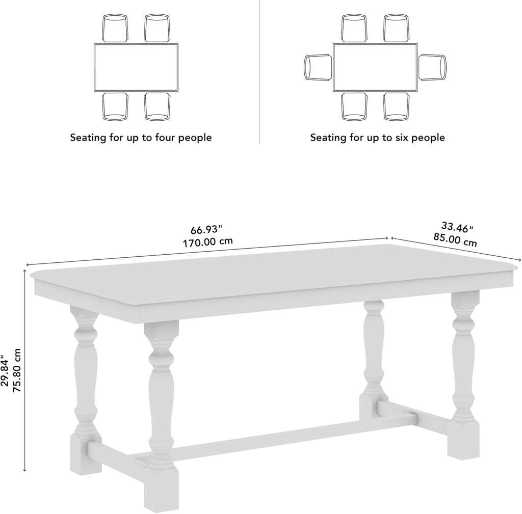 67-Inch Dining Table for 4-6 People, Squire Trestle Farmhouse Rectangular Wood Dining Room Table, Kitchen, Living
