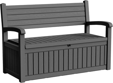 75 Gallon Storage Bench Deck Box Outdoor Indoor,Lockable Durable All-Weather Seating with Hidden Storage,Deck Storage