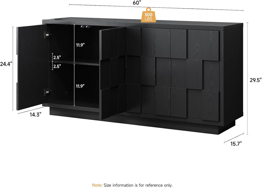 60" Sideboard Buffet Cabinet with Storage