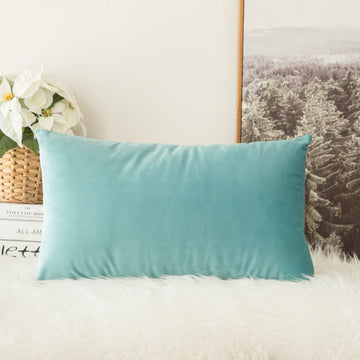 12x20 Inch Lumbar Velvet Throw Pillow Cover Set of 1 Aqua Green