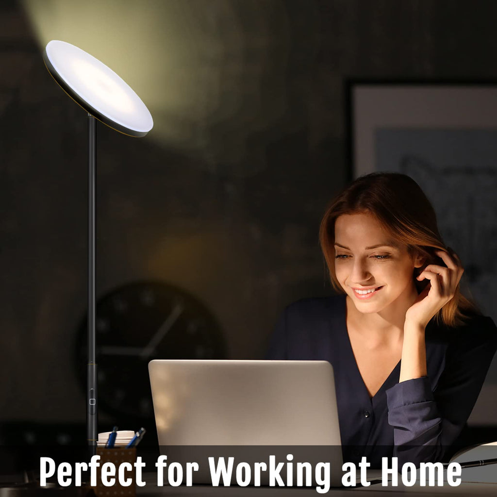 LED Torchiere Floor Lamp with Remote, Stepless Dimmable, Black Gold