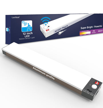 Under Cabinet Lighting Plug in 12 Inch, 120V Motion Sensor Lights Indoor, 3CCT 3000/4000/5000K, Aluminum Linkable