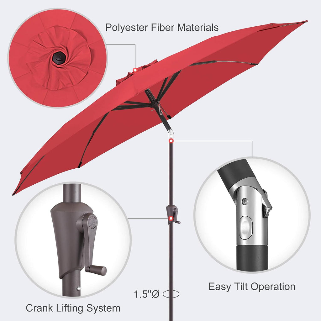 10ft Outdoor Patio Umbrella - Table Umbrella Waterproof UV Protection, Sombrillas de Patio with Push Button Tilt