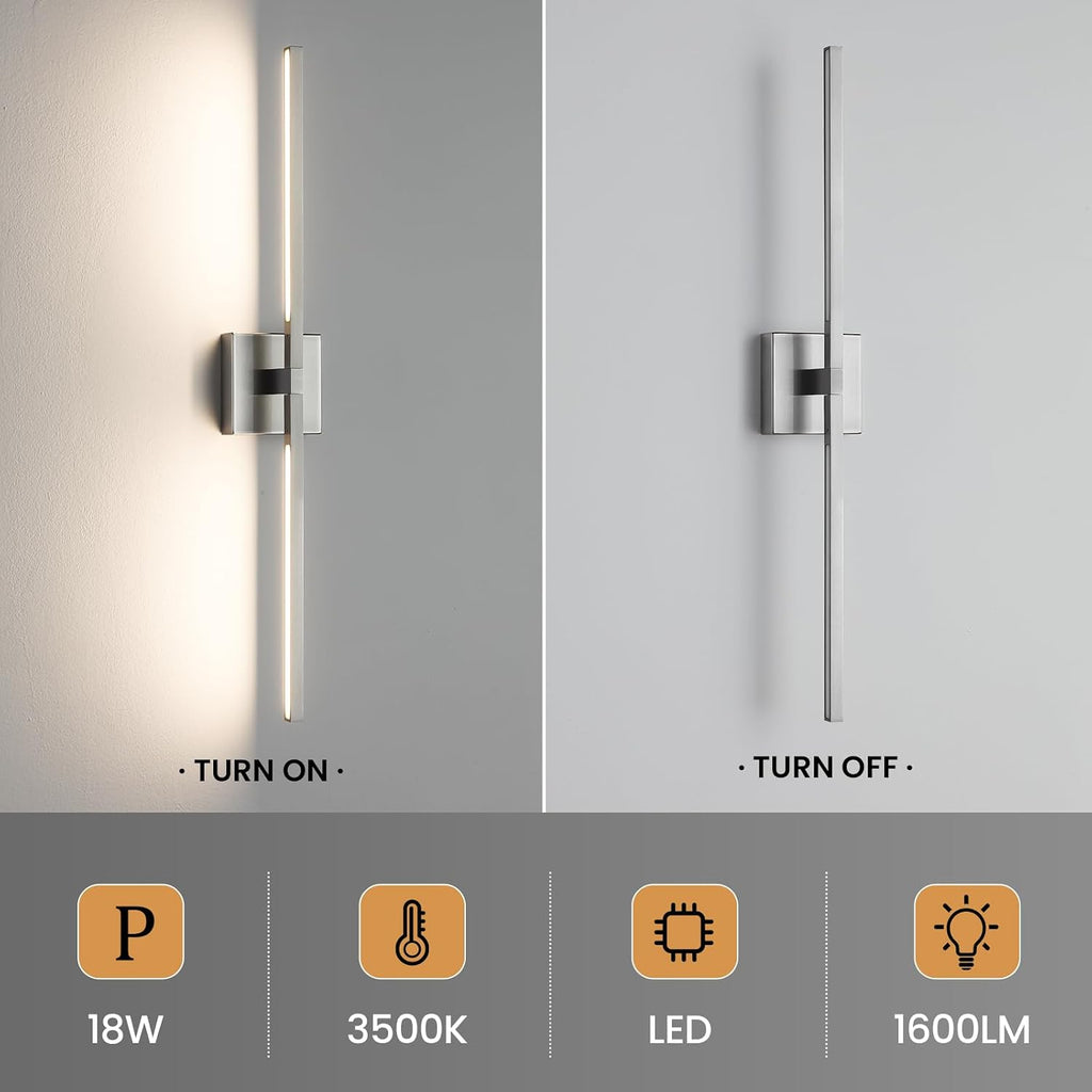 Bathroom Vanity Light Fixtures - 30inch Dimmable Brushed Nickel Bathroom Lights Over Mirror 18W LED Vanity Light Bar