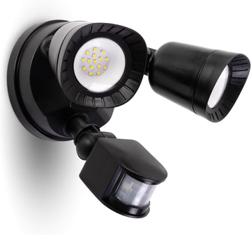 LED Motion Sensor Outdoor Light, 16W 1900LM 5000K Daylight, IP65 Waterproof Flood Lights, 2 Head Dusk to Dawn Motion