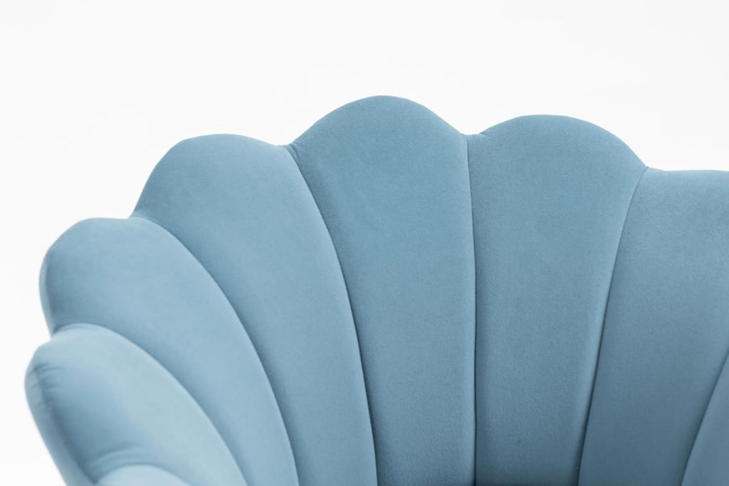 Comfy Home Office Task Chair with Wheels, Cute Modern Upholstered Velvet Seashell Back Adjustable Swivel Vanity Desk