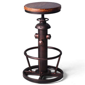 American Antique Steampunk Deco Vintage Industrial Bar Stool Retro Stylish Fire Hydrant Design Adjustable Swivel Cafe
