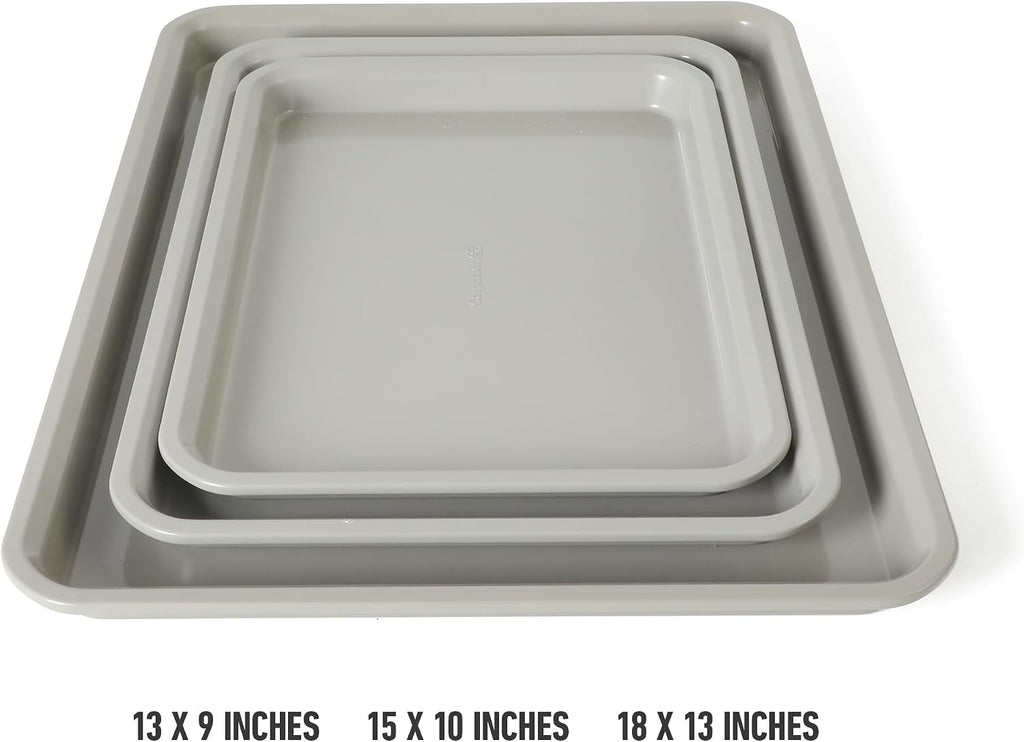 Legacy Cookie Sheet Set, 3-Piece Nonstick Sheets 18 15 13 Inch Cookie Sheet, Metal Sheet, Taupe, PFOA-Free for Even